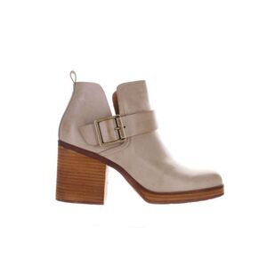 Kork-Ease Beige Ankle Boots with Wooden Heel
